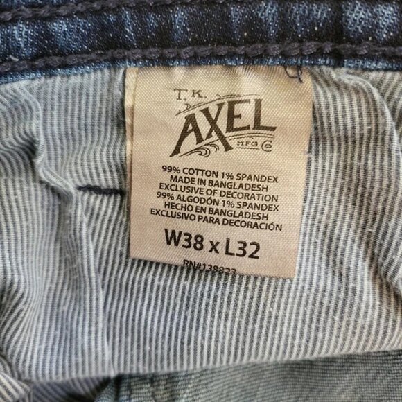 TK Axel Men's Dark Wash Slim Boot Denim Jeans Sz 38x32 - Picture 2 of 5